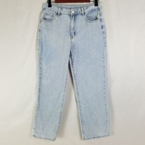 Shein Jeans Womens Medium Petite Blue Mid Rise Baggy Straight Light Wash Denim